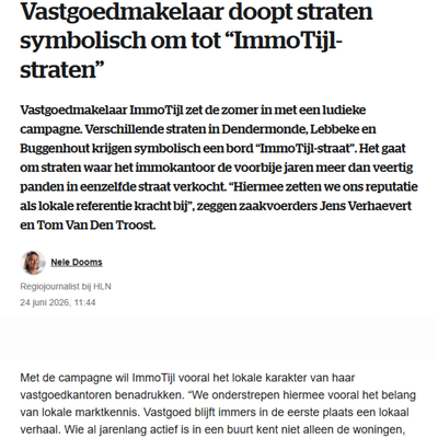 Waar is de ImmoTijlstraat?